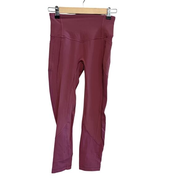Lululemon All The Right Places Crop Leggings Moss Rose Pink Size 4 - Picture 2 of 6